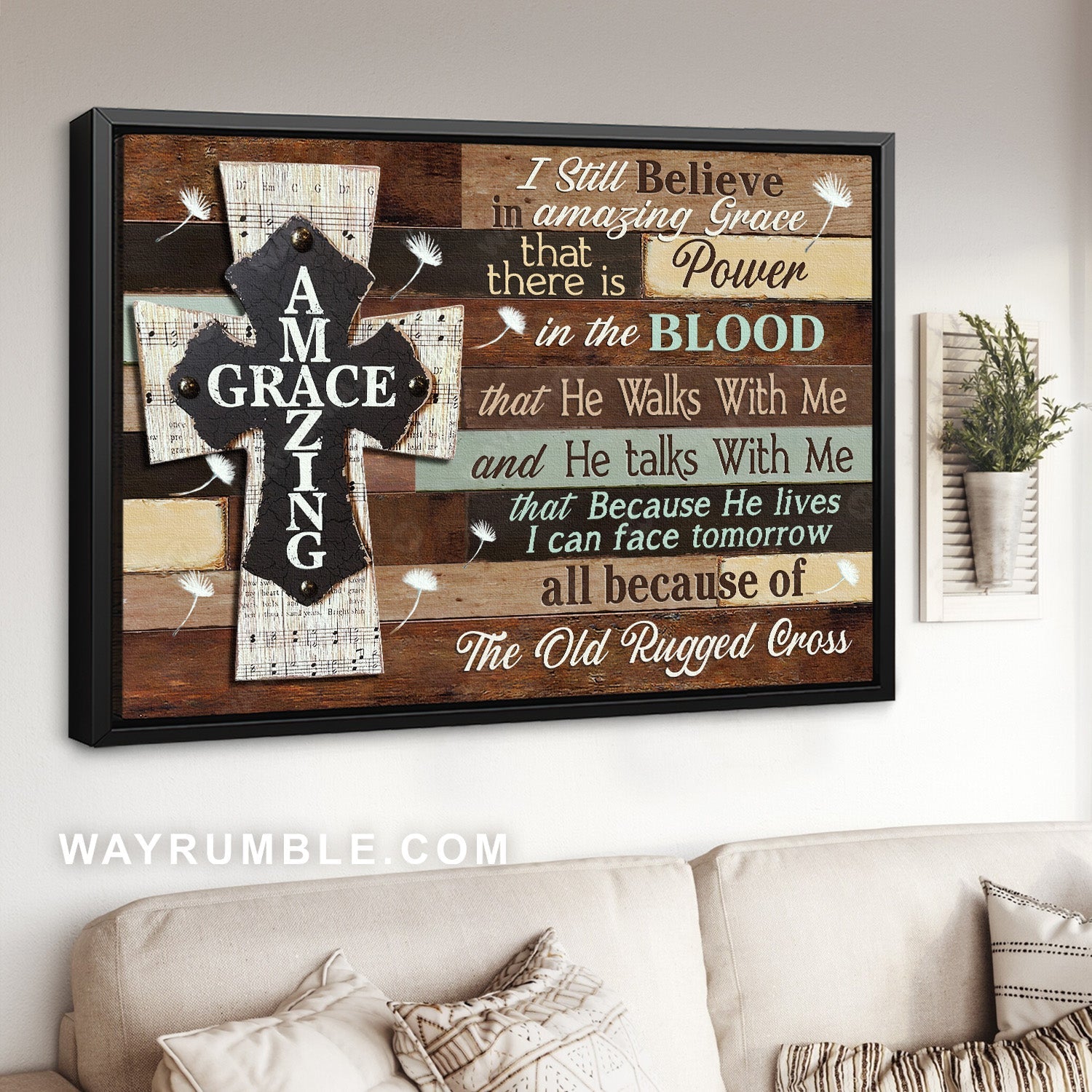 Lovely dandelion, Stunning cross, I still believe in amazing grace - Jesus Landscape Canvas Prints, Home Decor Wall Art