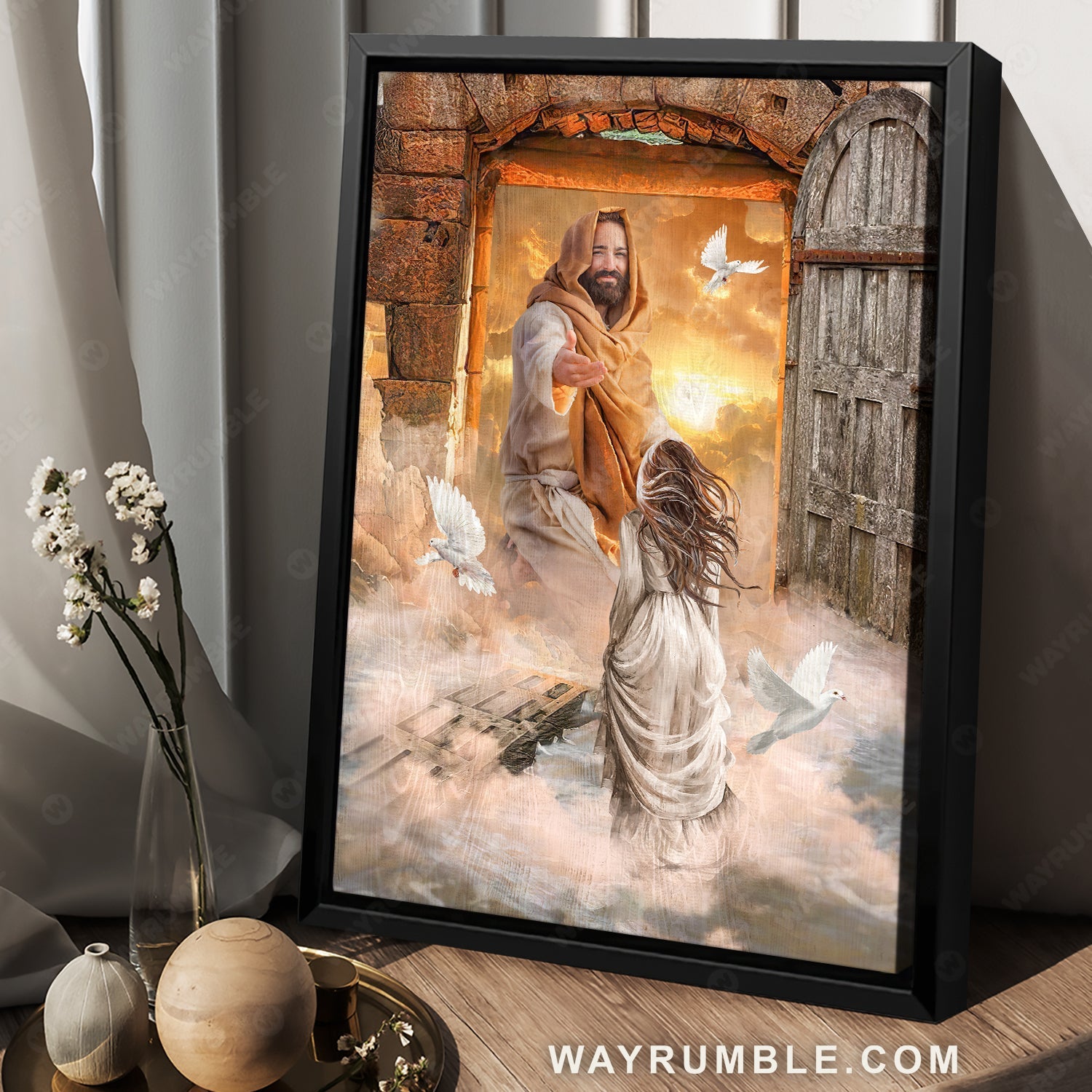 Beautiful day, Pretty girl, The passion of Jesus, Heaven painting - Jesus Portrait Canvas Prints, Home Decor Wall Art