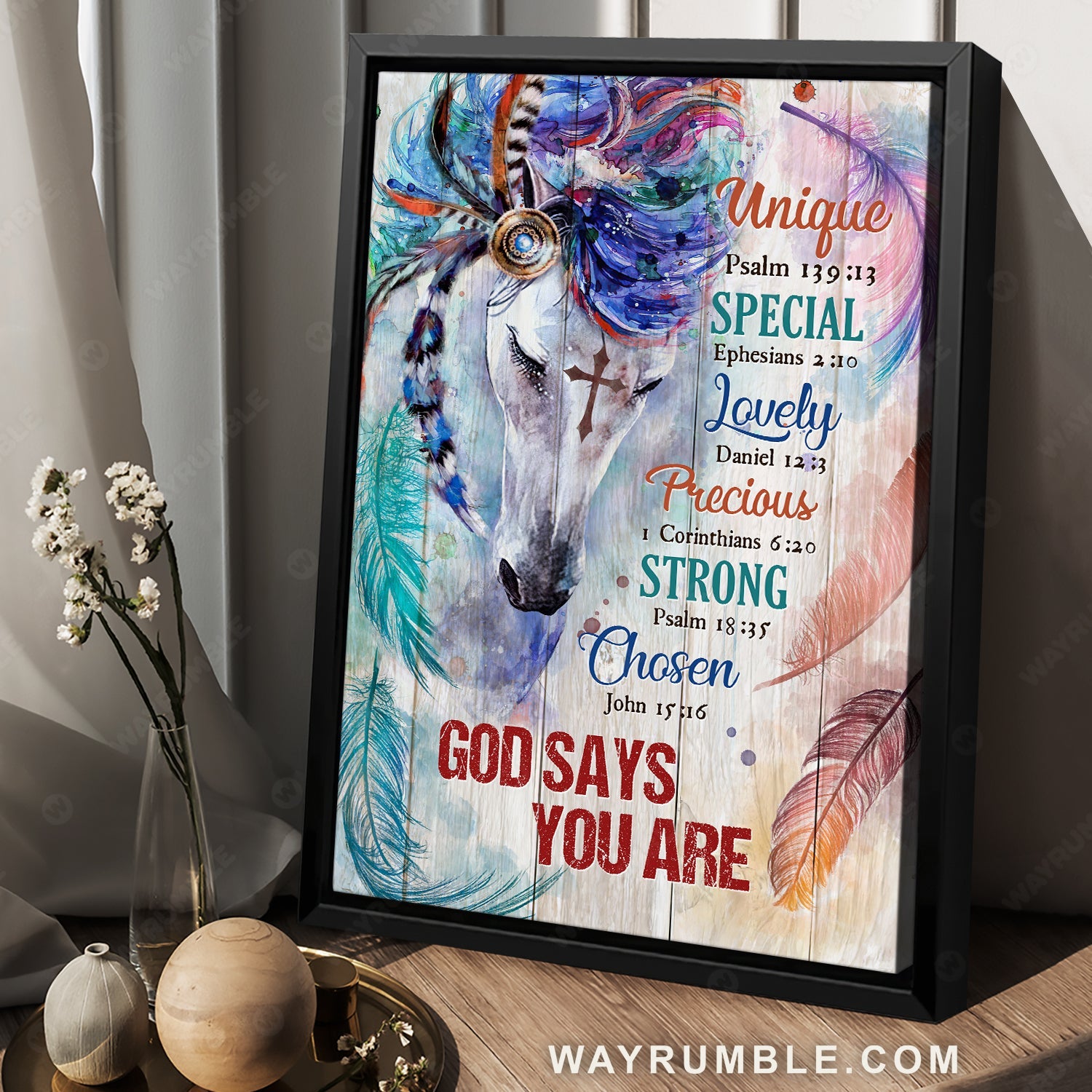 White horse artwork, Luxury wreath, Colorful drawing, God says you are - Jesus Portrait Canvas Prints, Home Decor Wall Art
