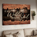 Wooden frame, Jesus on the cross, Lion eyes, It is well with my soul - Jesus Landscape Canvas Prints, Home Decor Wall Art