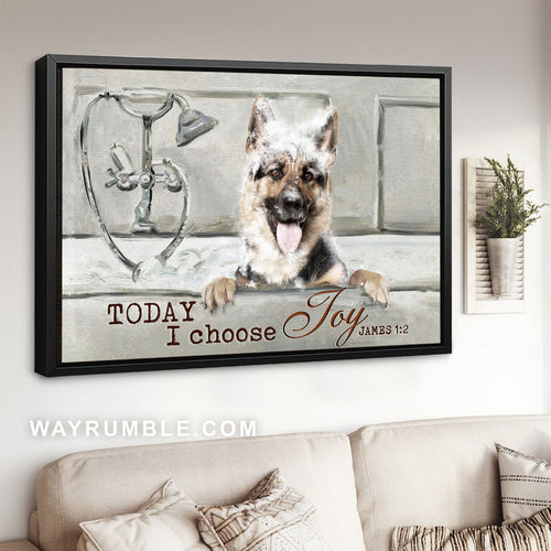 Amazing German Shepherd, Vintage telephone, Today I choose joy - Jesus Landscape Canvas Prints, Home Decor Wall Art