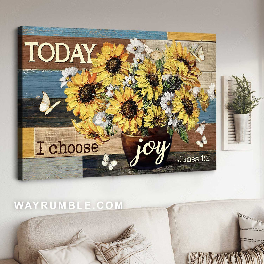 Beautiful painting, Watercolor daisy, Stunning butterfly, Today I choose joy - Jesus Landscape Canvas Prints, Home Decor Wall Art