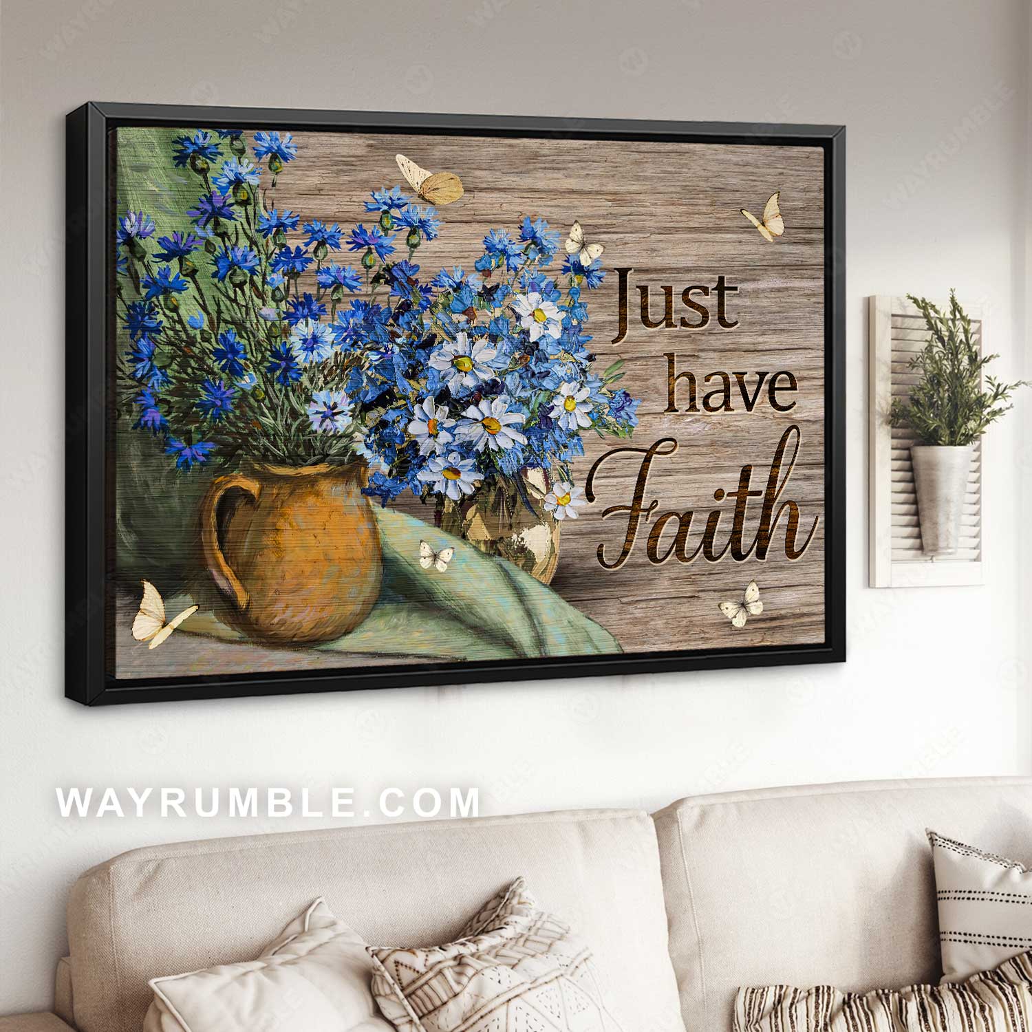 Beautiful flower, Watercolor daisy, Gift for flower lover, Just have faith - Jesus Landscape Canvas Prints, Home Decor Wall Art