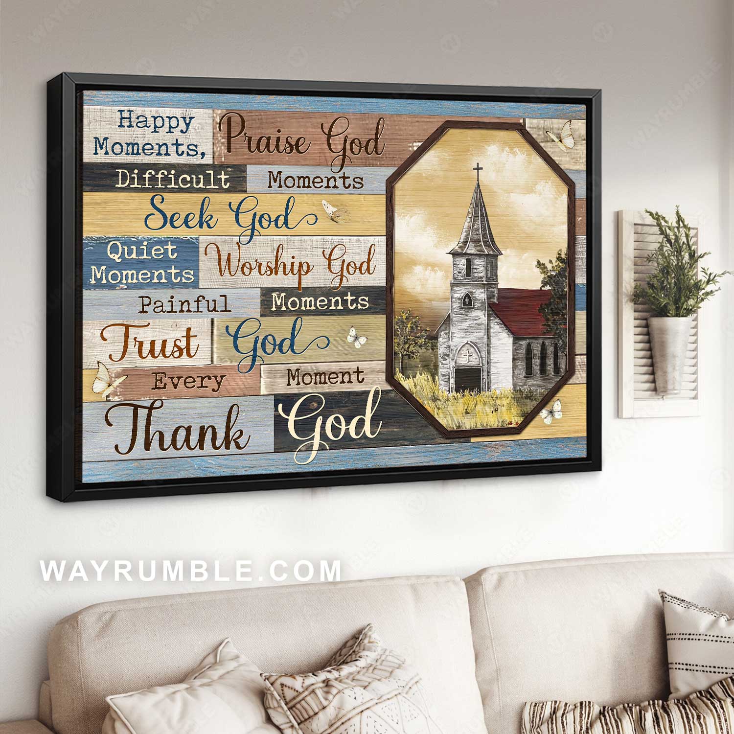 Pretty window, Stunning church, Countryside, Every moment, Thank God - Jesus Landscape Canvas Prints, Home Decor Wall Art