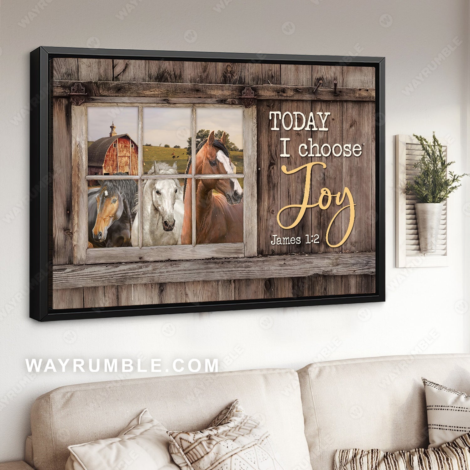 Beautiful farm, Colorful horse, Meadow land, Today I choose joy - Jesus Landscape Canvas Prints, Home Decor Wall Art