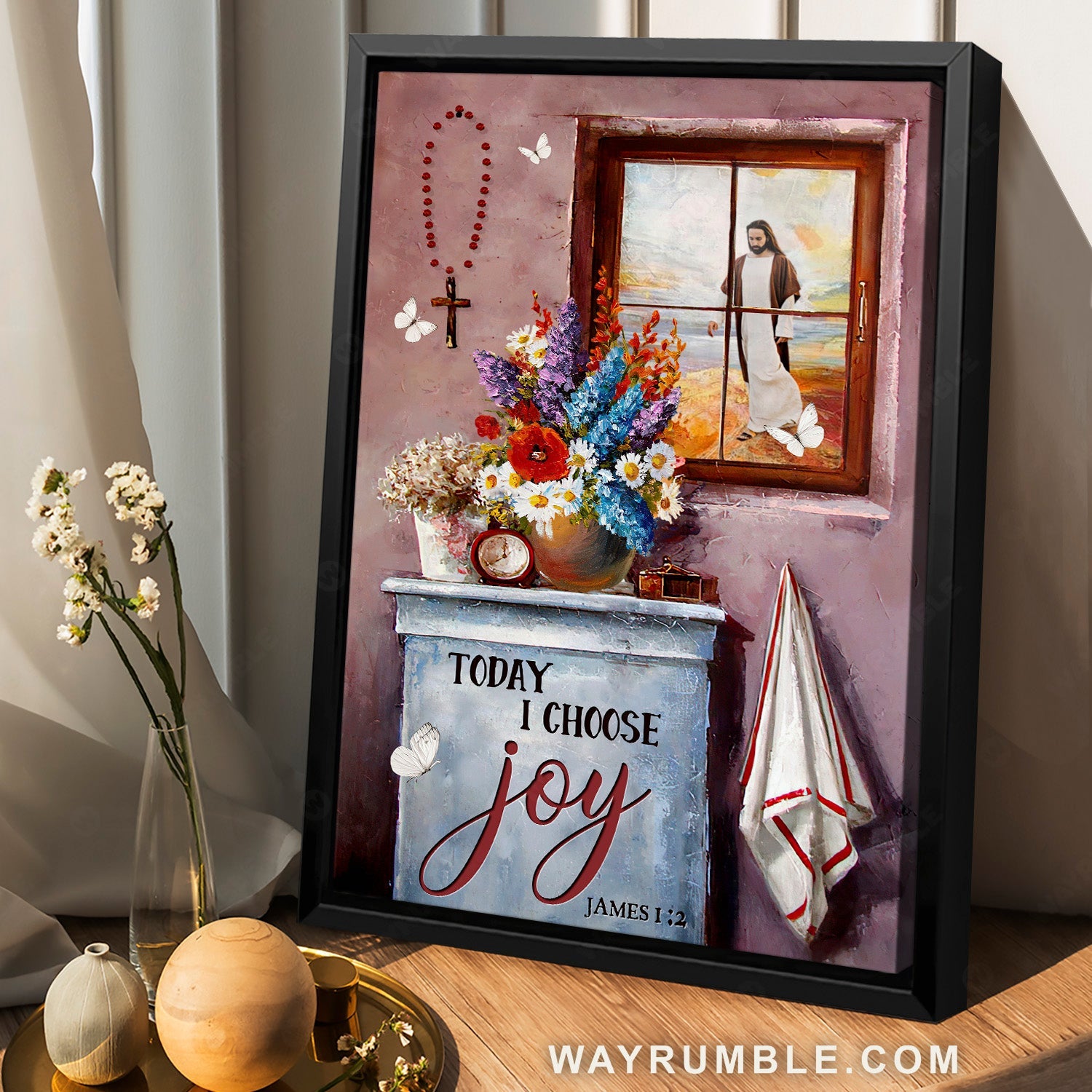 Jesus artwork, Colorful flower vase, Stunning drawing, Today I choose joy - Jesus Portrait Canvas Prints, Home Decor Wall Art