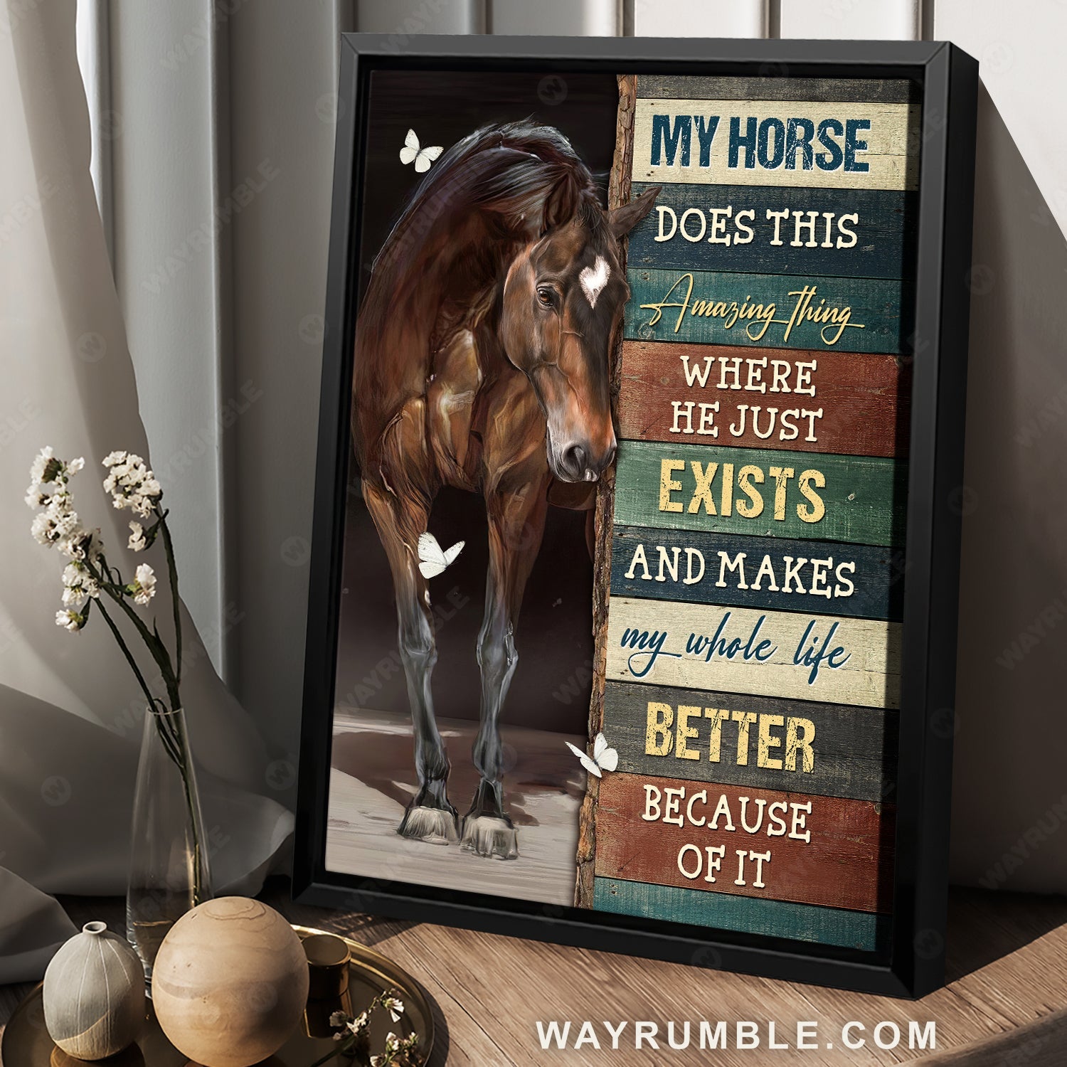 Watercolor horse, White butterfly, My horse does this amazing thing - Jesus Portrait Canvas Prints, Home Decor Wall Art