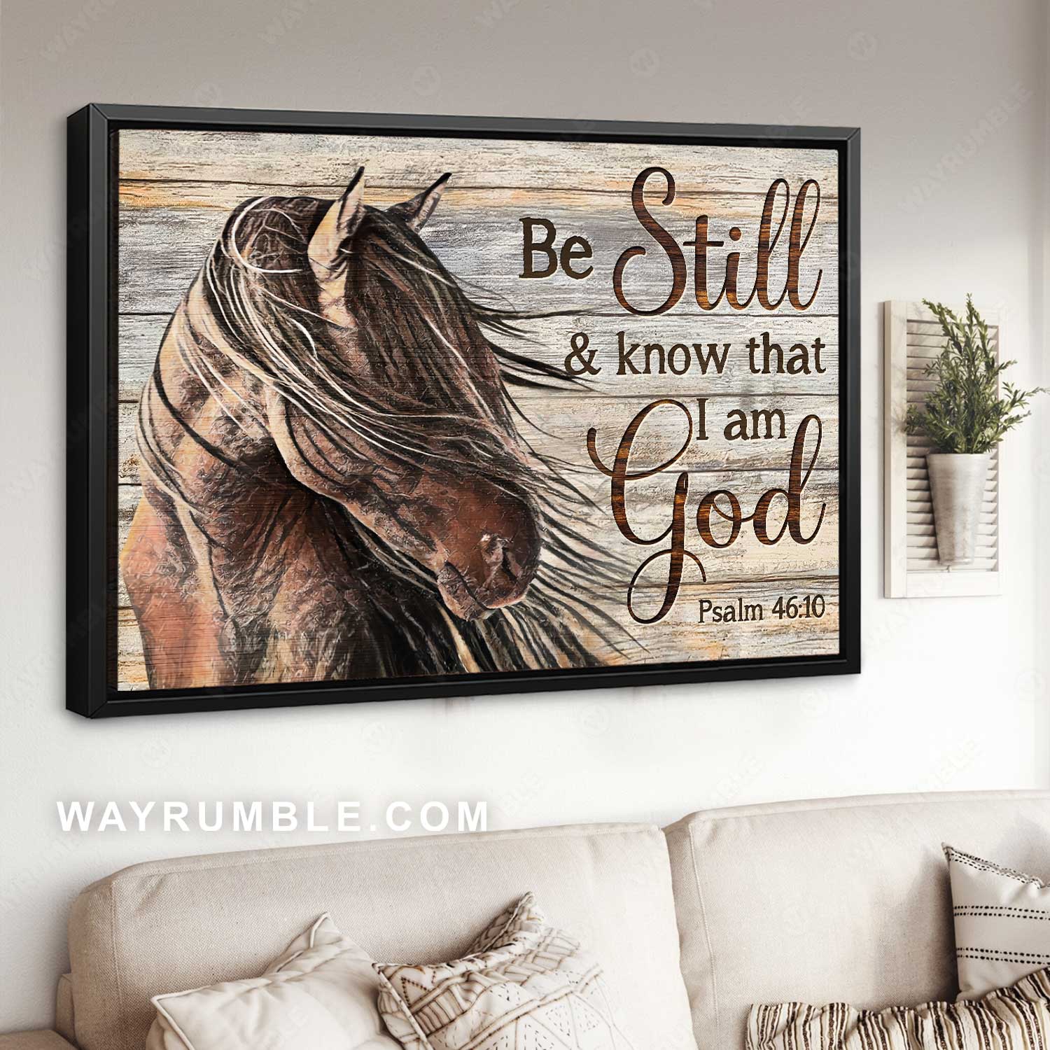 Watercolor painting, Gift for horse lover, Be still and know that I am God - Jesus Landscape Canvas Prints, Home Decor Wall Art