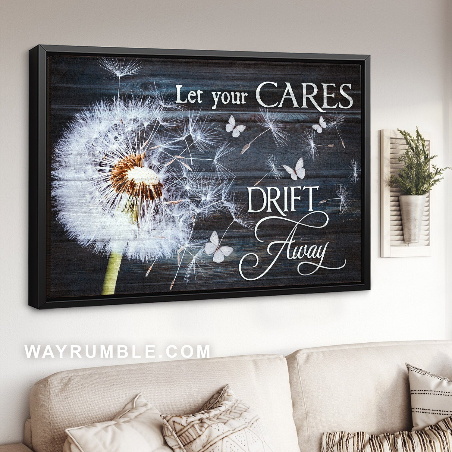 Brilliant dandelion, Stunning butterfly, Let your cares drift away - Jesus Landscape Canvas Prints, Home Decor Wall Art