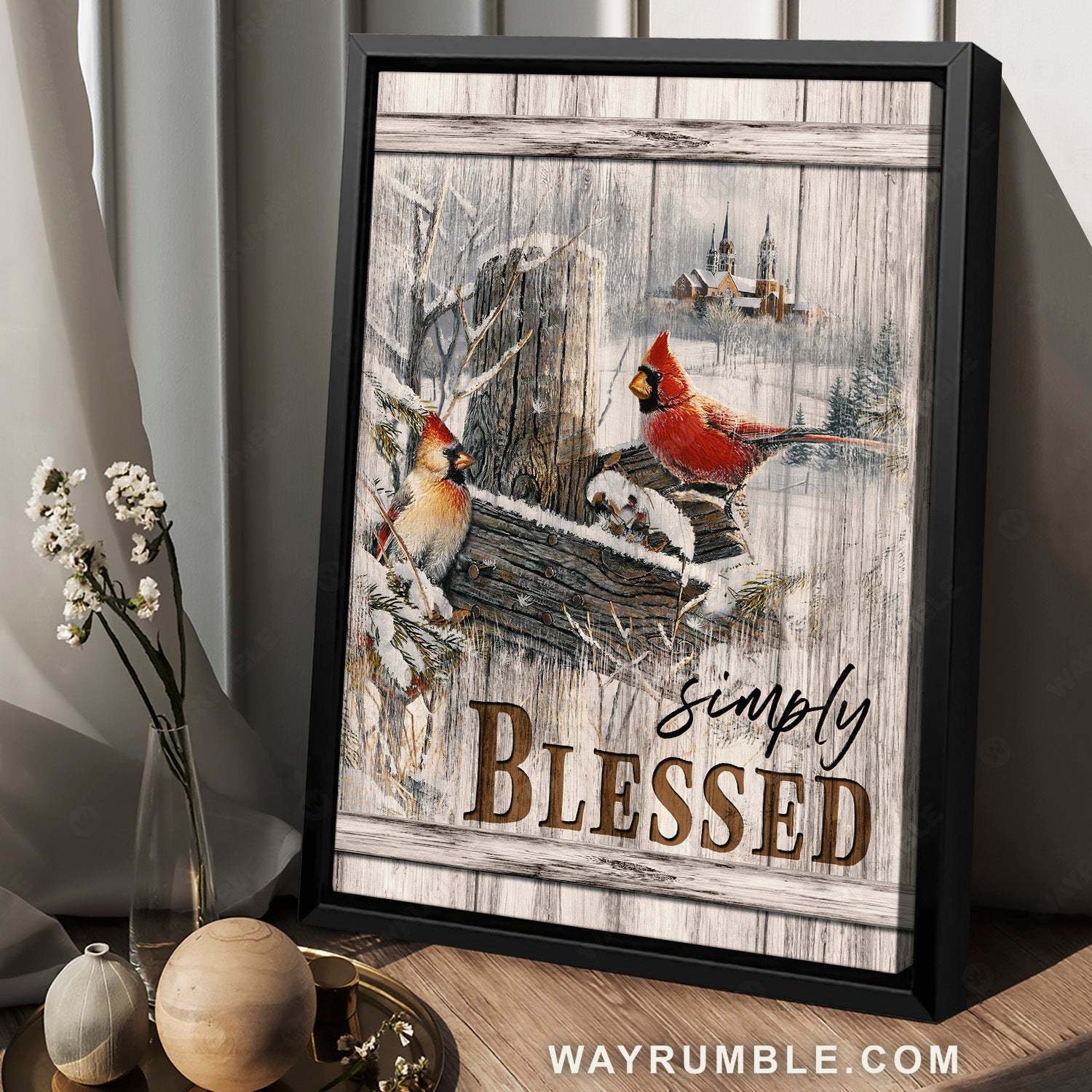 Winter drawing, Beautiful cardinal, Vintage church, Simply blessed - Jesus Portrait Canvas Prints, Home Decor Wall Art