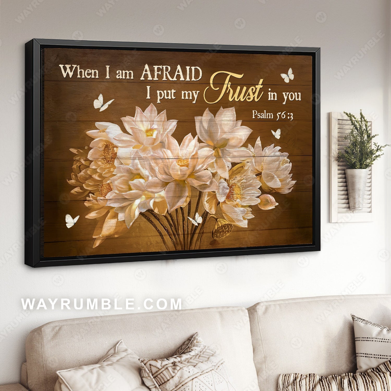 Beautiful lotus, Gift for flower lover, White butterfly, I put my trust in you - Jesus Landscape Canvas Prints, Home Decor Wall Art