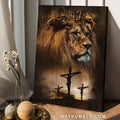 Stunning lion, Big crown of thorn, Jesus on the cross, Jesus drawing - Jesus Portrait Canvas Prints, Christian Wall Art
