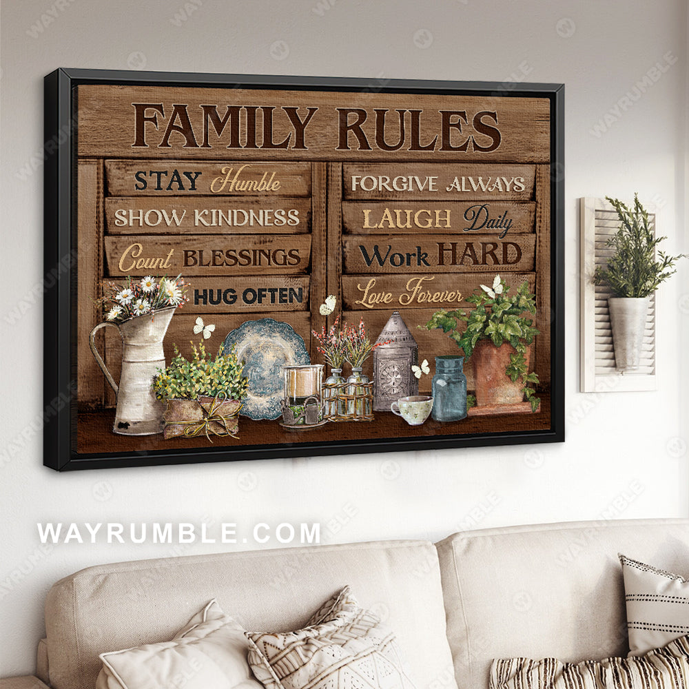Beautiful garden, Brilliant flower, Family rules, Stay humble - Jesus Landscape Canvas Prints, Christian Wall Art