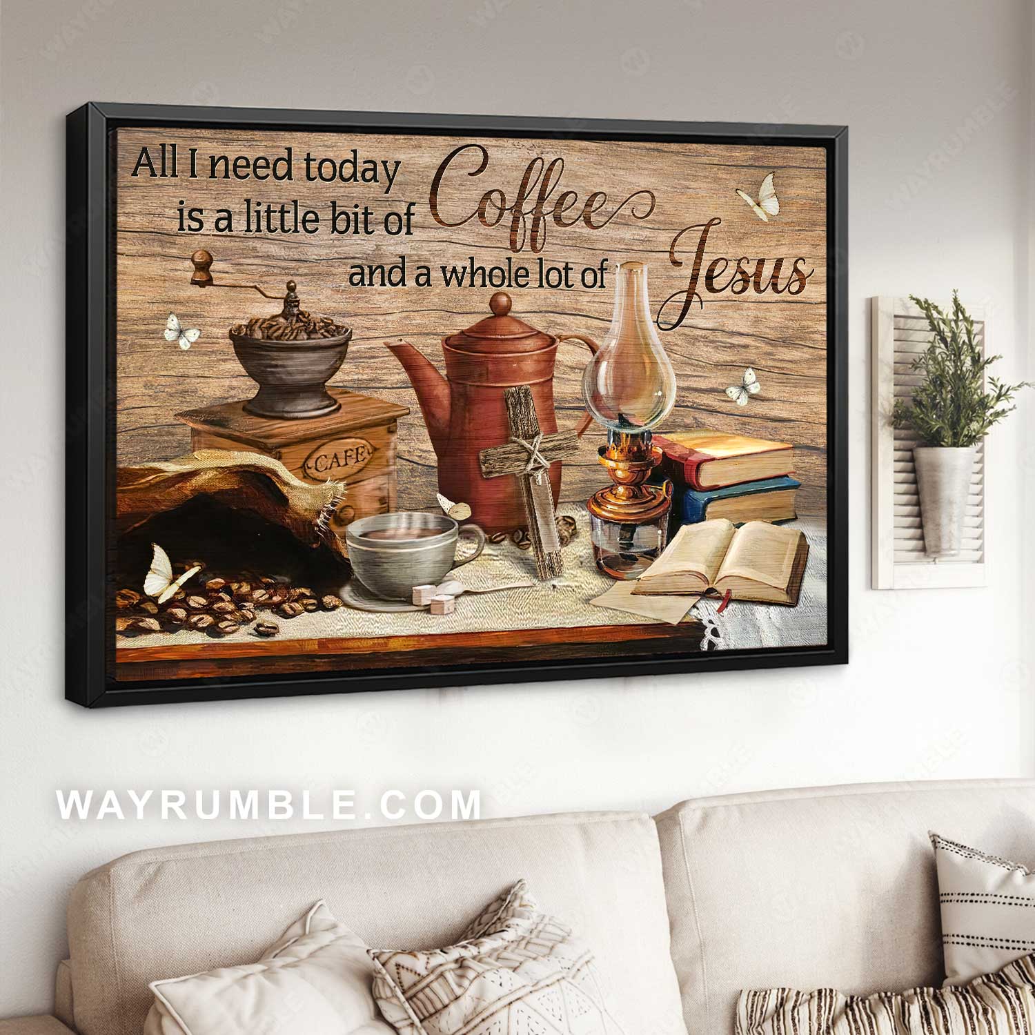 Beautiful coffee drawing, Gift for coffee lover, All I need today is coffee - Jesus Landscape Canvas Prints, Home Decor Wall Art