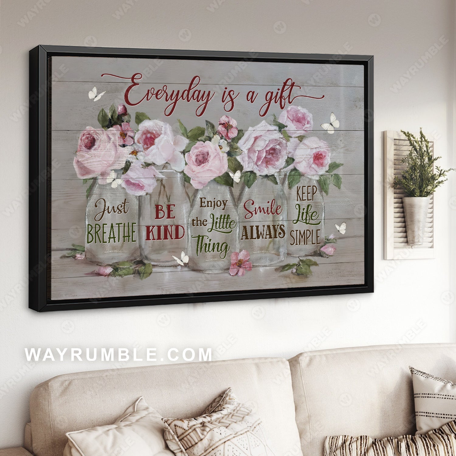Light pink rose, Beautiful flower painting, Every day is a gift - Jesus Landscape Canvas Prints, Home Decor Wall Art
