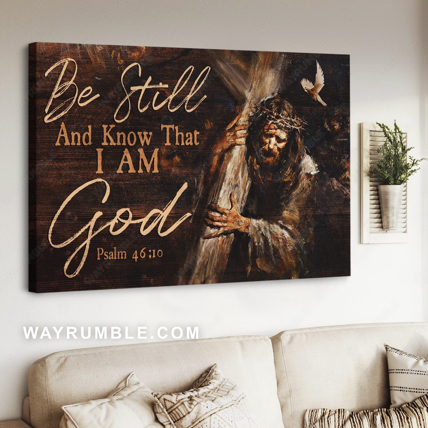 Watercolor drawing, Carrying of the cross, Be still and know that I am God - Jesus Landscape Canvas Prints, Home Decor Wall Art