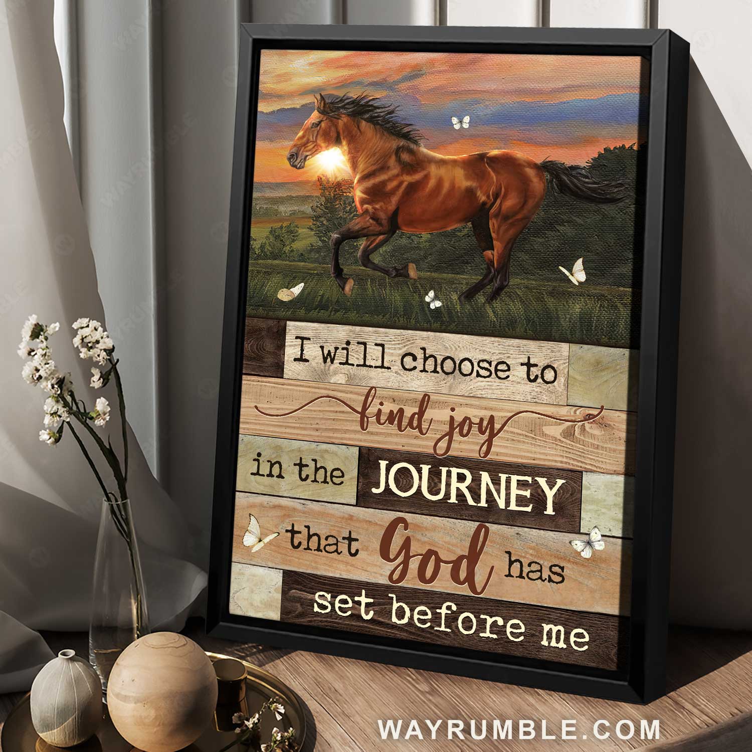 Quarter horse, Colorful sky, Green meadow, I will choose to find joy - Jesus Portrait Canvas Prints, Home Decor Wall Art