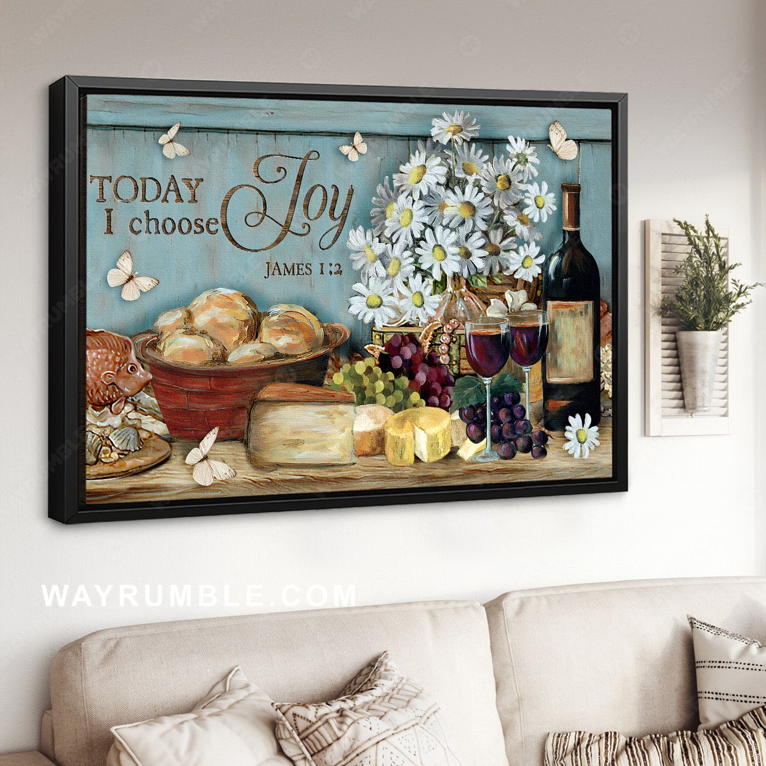 Dinner time, Party painting, Daisy vase, Today I choose joy - Jesus Landscape Canvas Prints, Home Decor Wall Art