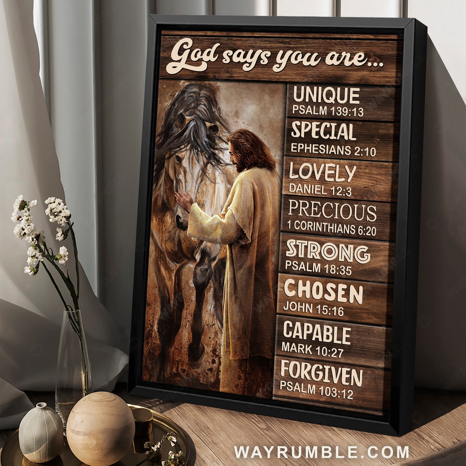 Quarter horse, The life of Jesus, Watercolor painting, God says you are unique - Jesus Portrait Canvas Prints, Home Decor Wall Art