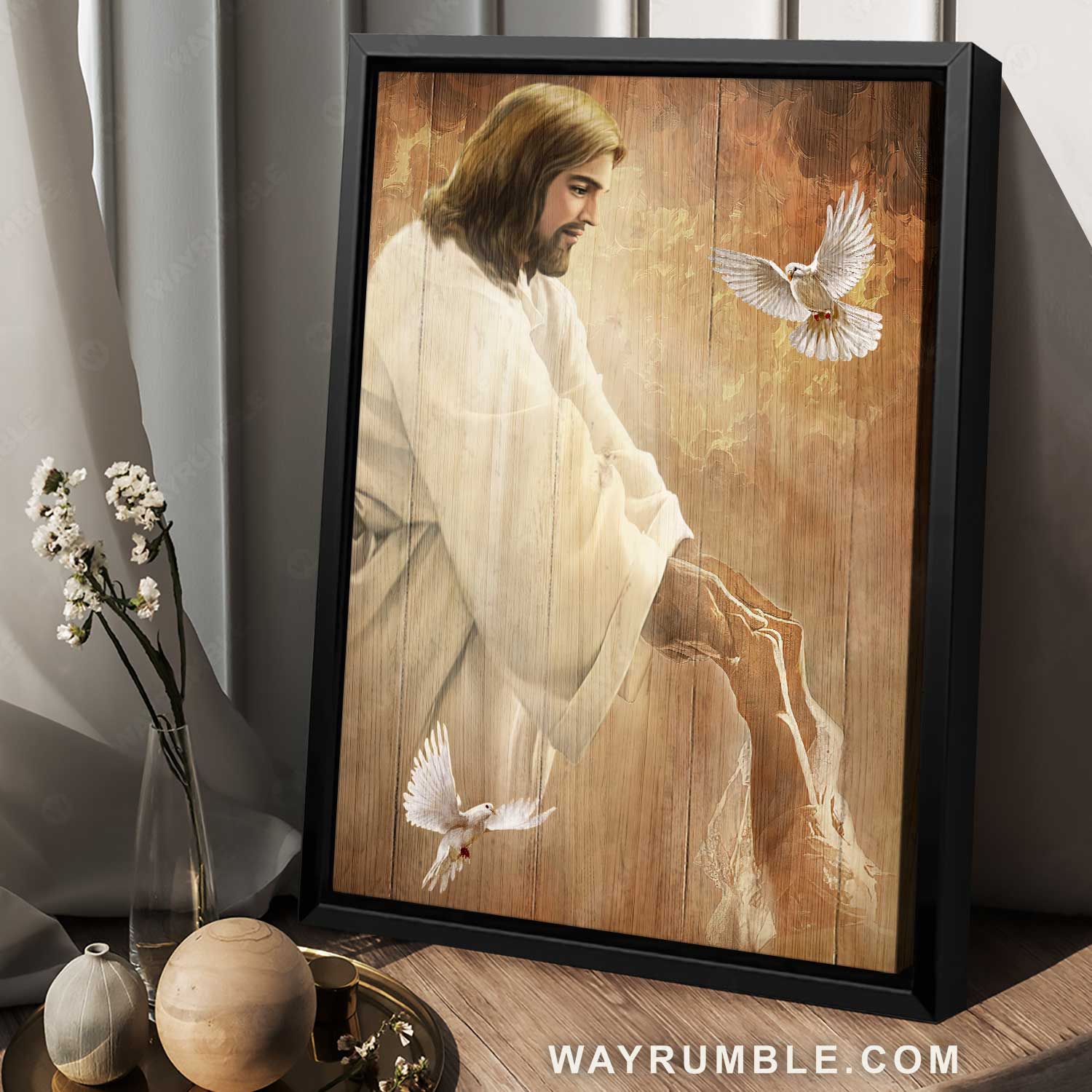 Stunning Jesus, Walking with Jesus, Awesome dove, Save my life - Jesus Portrait Canvas Prints, Home Decor Wall Art