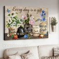Pink rose, Pretty flower vase, Colorful butterfly, Every day is a gift - Jesus Landscape Canvas Prints, Home Decor Wall Art