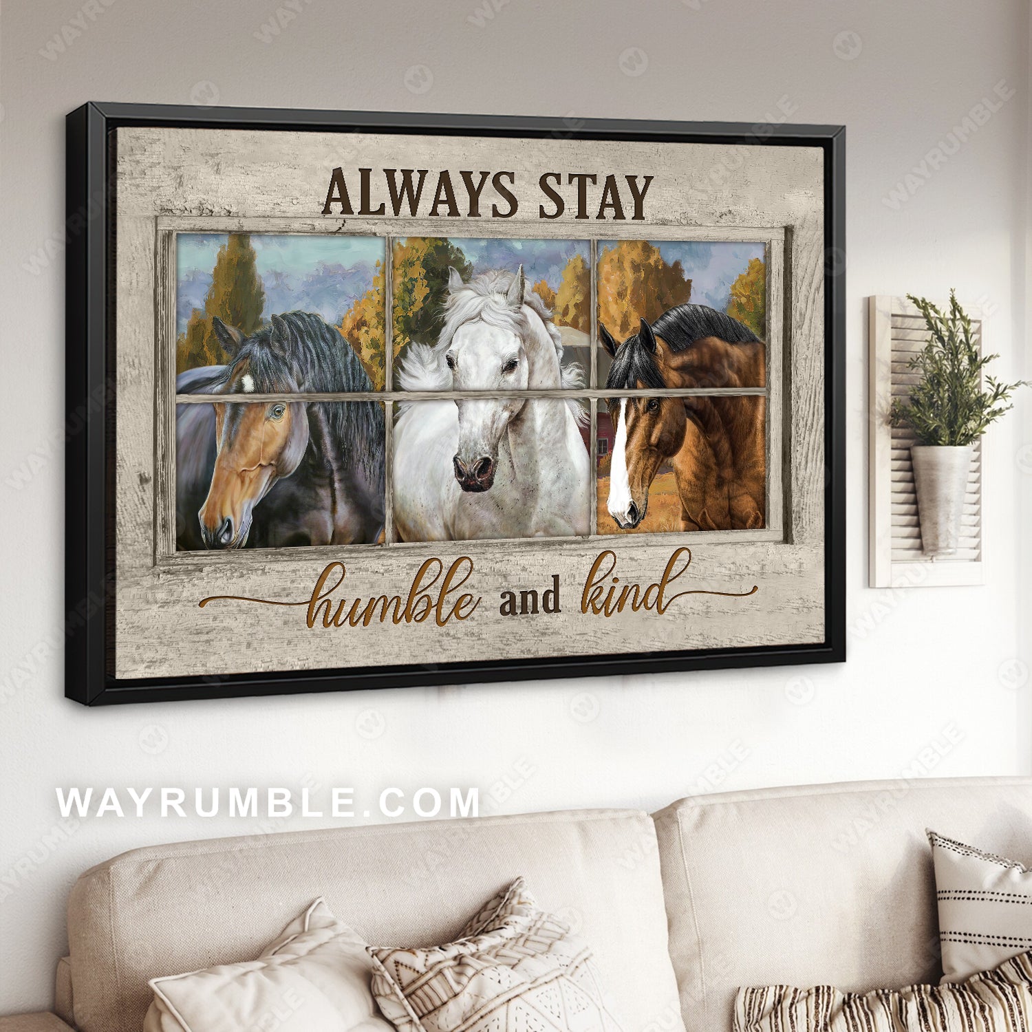 Beautiful farm, Watercolor horse, Always stay humble and kind - Jesus Landscape Canvas Prints, Home Decor Wall Art