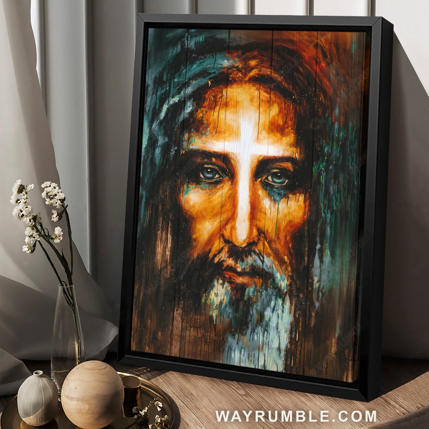 Awesome artwork, Light cross, Stunning Jesus, Home Decoration - Jesus Portrait Canvas Prints, Home Decor Wall Art
