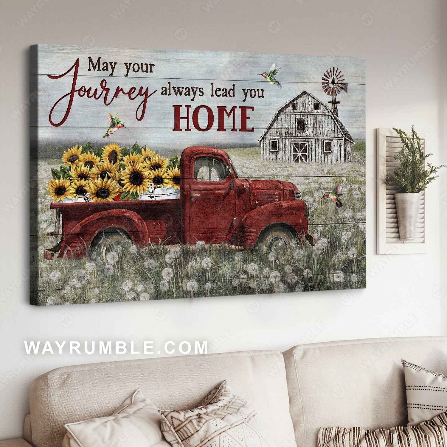 Dandelion field, Watercolor ladybug, May your journey always lead you home - Jesus Landscape Canvas Prints, Home Decor Wall Art