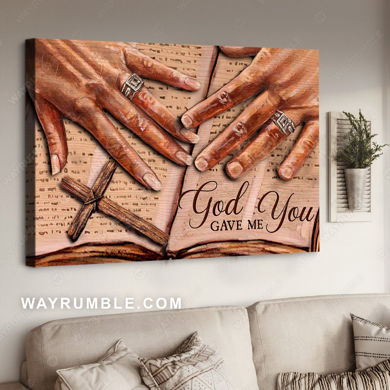 Watercolor Jesus hand, Bible painting, Stunning rings, God gave me you - Jesus Landscape Canvas Prints, Home Decor Wall Art