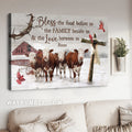 Stunning cow farm, Wooden cross, Winter drawing, Bless the food before us - Jesus Landscape Canvas Prints, Home Decor Wall Art