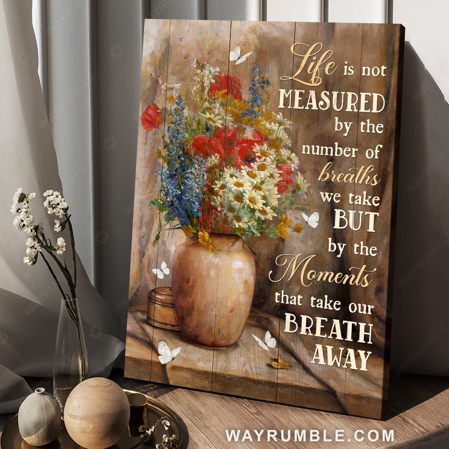Flower artwork, Flower vase, Life is not measured by the number of breaths - Jesus Portrait Canvas Prints, Home Decor Wall Art