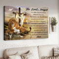 Lion of Judah, Lamb of Jesus, Wooden cross, The Lord's prayer - Jesus Landscape Canvas Prints, Christian Wall Art