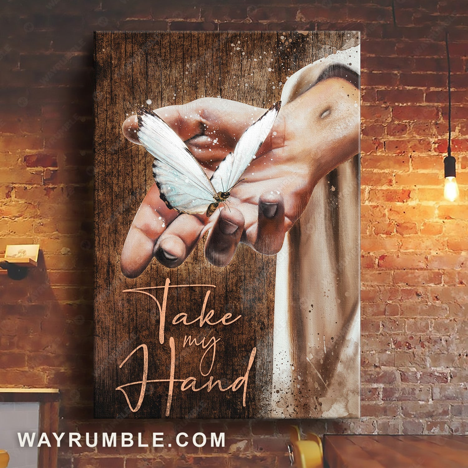 Stunning butterfly, Beautiful Jesus hand, Home Decoration, Take my hand - Jesus Portrait Canvas Prints, Home Decor Wall Art