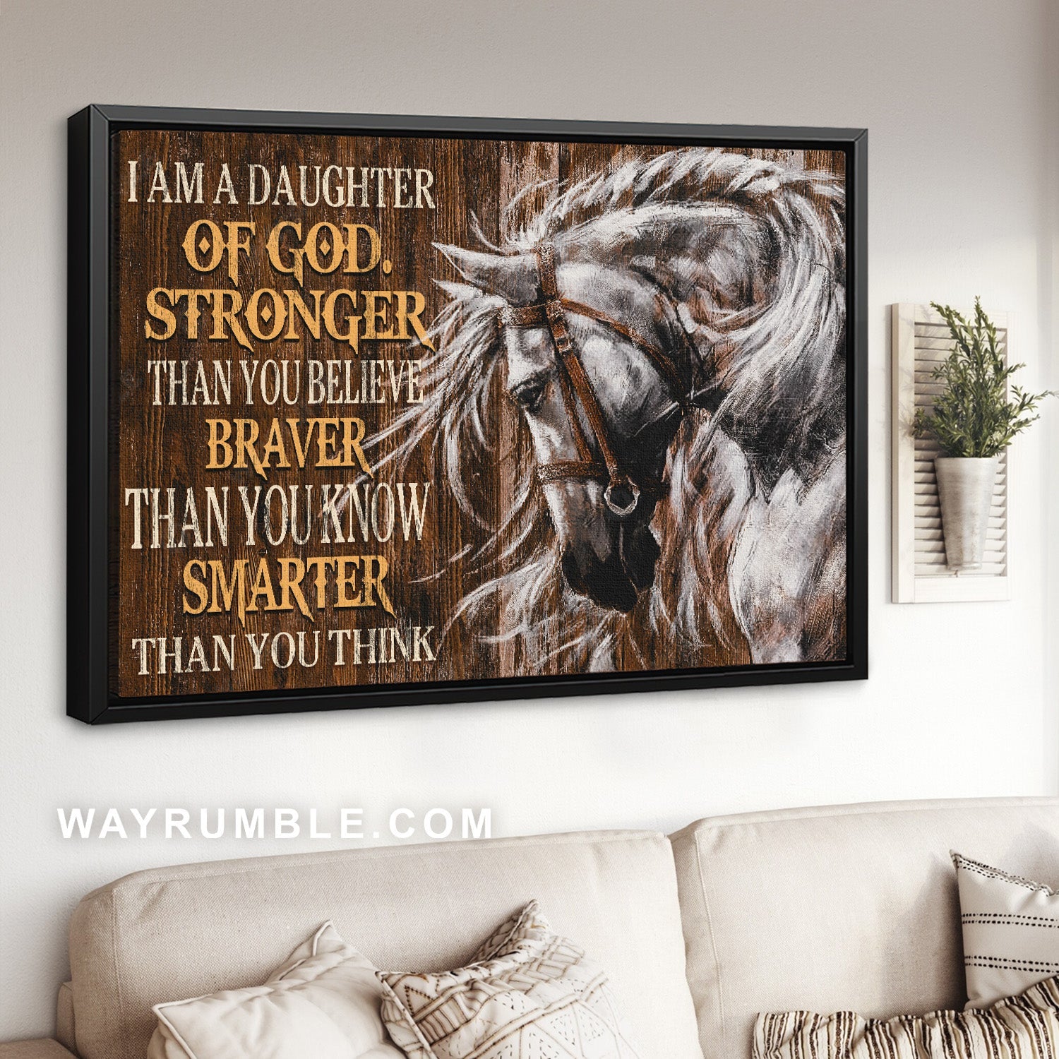 Awesome horse, White horse, Gift for horse lover, I am a daughter of God - Jesus Landscape Canvas Prints, Home Decor Wall Art