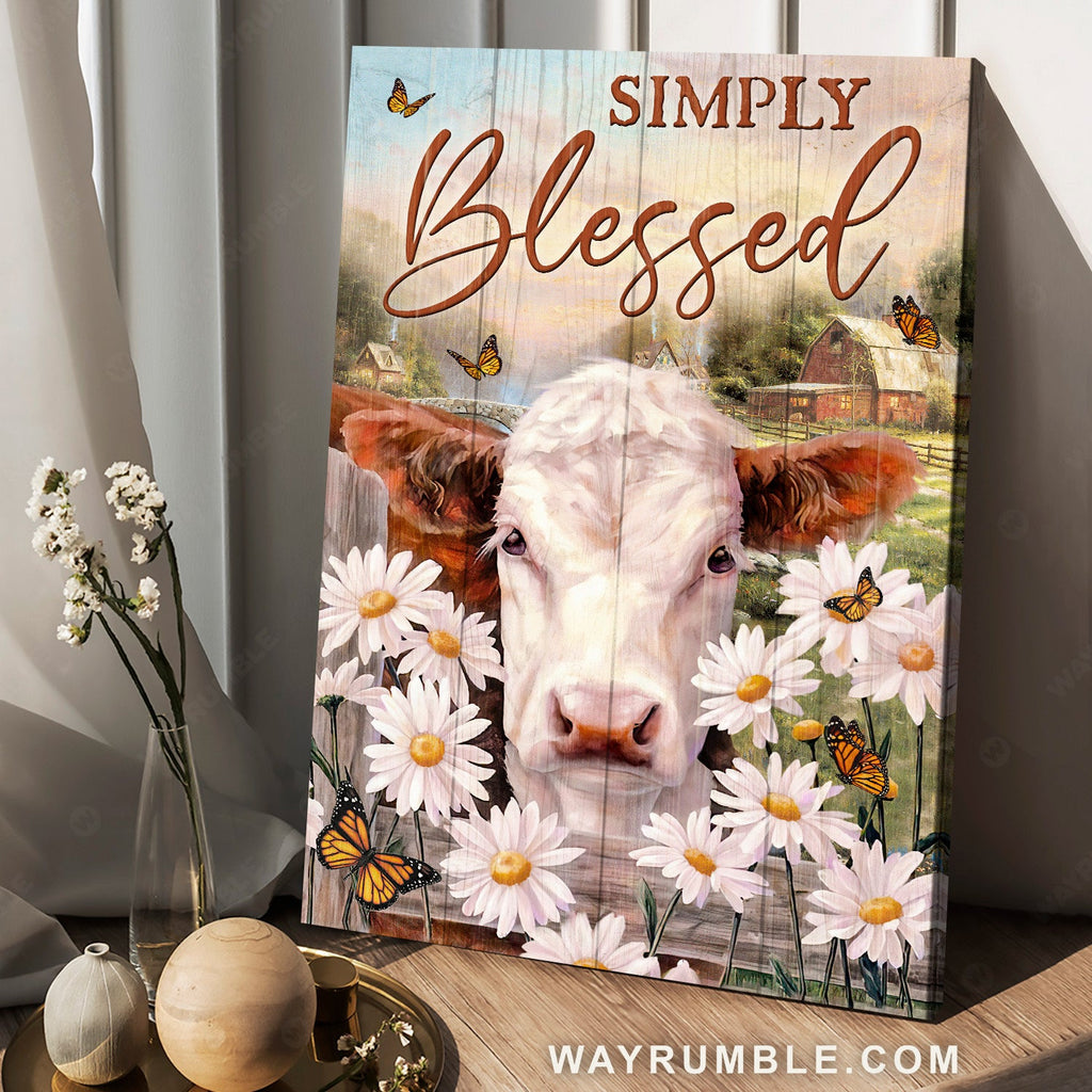 Lovely farm, Daisy fence, Pretty sunset painting, Simply blessed - Jesus Portrait Canvas Prints, Home Decor Wall Art