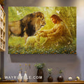 Yellow forest, Smile of Jesus, Big lion, Lamb of God - Jesus Landscape Canvas Prints, Home Decor Wall Art