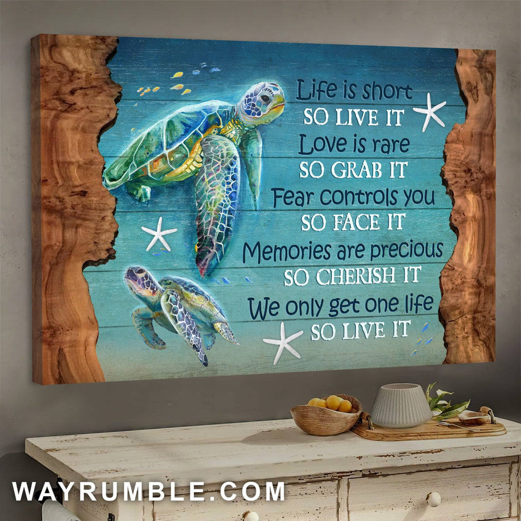 Turtle, Ocean view, Starfish, We only get one life so live it - Jesus Landscape Canvas Prints, Wall Art