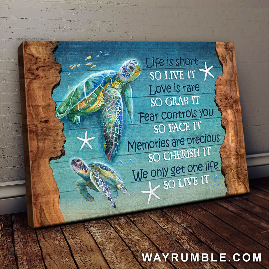 Turtle, Ocean view, Starfish, We only get one life so live it - Jesus Landscape Canvas Prints, Wall Art