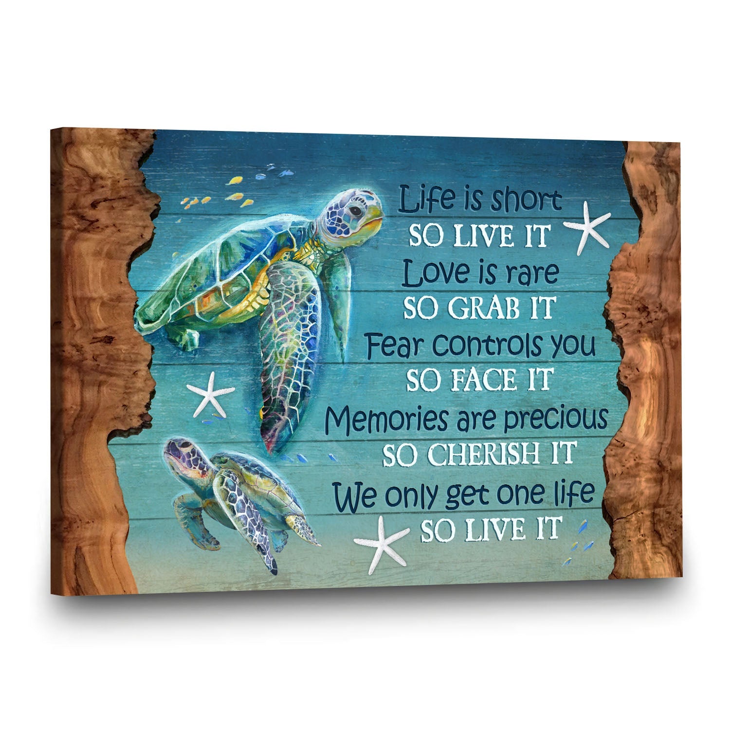 Turtle, Ocean view, Starfish, We only get one life so live it - Jesus Landscape Canvas Prints, Wall Art