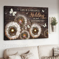 Pretty dandelion field, White butterfly, Life is a balance of holding - Jesus Landscape Canvas Prints, Christian Wall Art