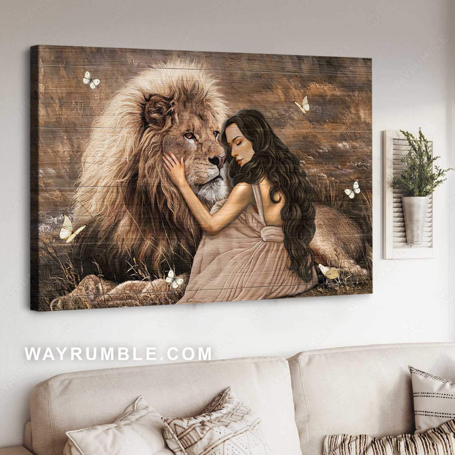 Stunning girl painting, Lion of Judah, Beautiful rice field, Walking with Jesus - Jesus Landscape Canvas Prints, Home Decor Wall Art