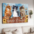 Cute cats, Sunflower drawing, Gift for cat lover, Simply blessed - Jesus Landscape Canvas Prints, Christian Wall Art