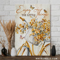 Yellow bicycle, Baby flower drawing, Monarch butterfly, Enjoy the little things - Jesus Portrait Canvas Prints, Home Decor Wall Art