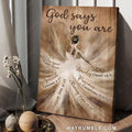 Ballerina drawing, Vintage painting, God says you are - Jesus Portrait Canvas Prints, Christian Wall Art