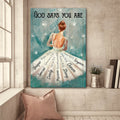 Ballerina painting, White dandelion, God says you are - Jesus Portrait Canvas Prints Wall Art