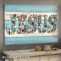 Seashell painting, Blue starfish - Jesus Landscape Canvas Prints, Wall Art
