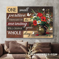 Brilliant flower painting, Wooden background, One small positive thought in the morning - Jesus Landscape Canvas Prints, Christian Wall Art