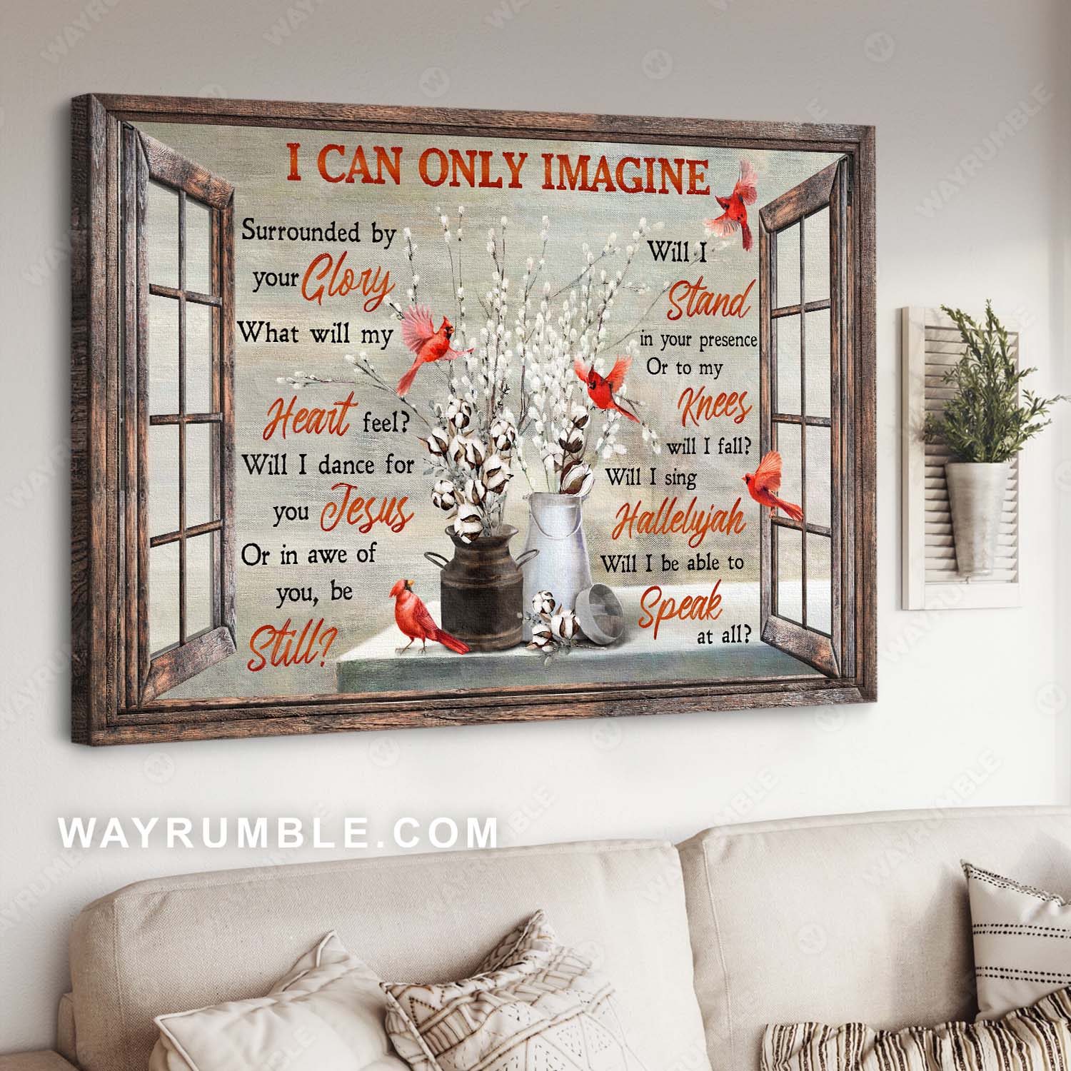 Cardinal painting, Cotton flower, I can only imagine - Jesus Landscape Canvas Prints, Wall Art
