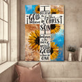 Unique sunflower painting, White cross, Our god is three in one - Jesus Portrait Canvas Prints, Wall Art