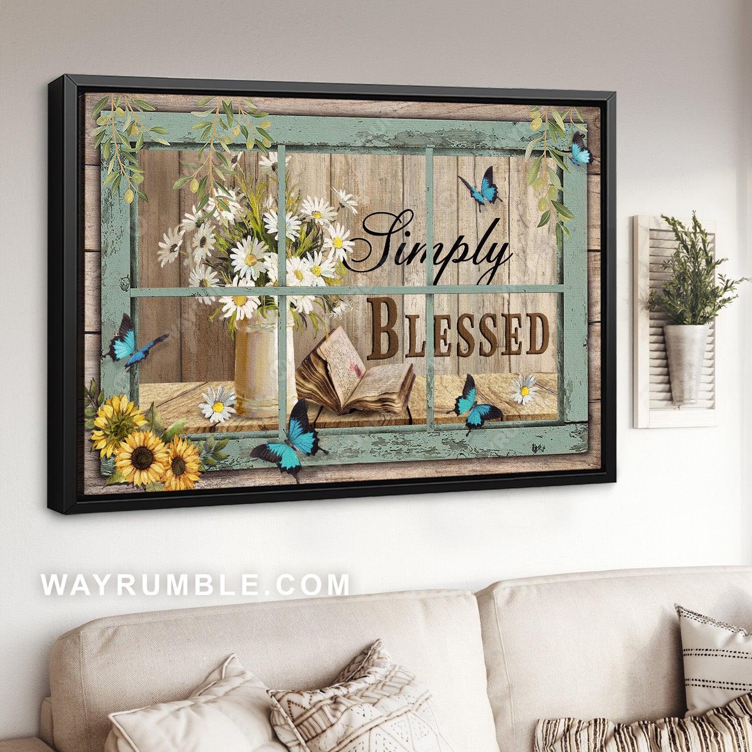 Bible book, Daisy flowers, Sunflower, Simply blessed - Jesus Landscape Canvas Prints, Christian Wall Art